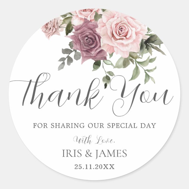 Adesivo Redondo Boho Cinnamon Rosa Blush Floral Favor (Frente)