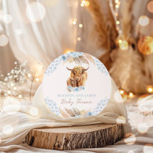 Boho Cow Blue Pampas Grass Chás de fraldas