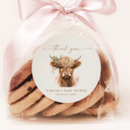 Adesivo Redondo Boho Cow Casais Chá de fraldas Obrigado