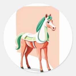 Adesivo Redondo Boho Cute Pony Design Minimalist Horse