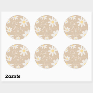 Adesivo Redondo Boho Daisy Flower Round Sticker