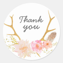 Adesivo Redondo Boho Deer Antler Stickers