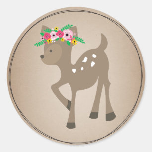 Adesivo Redondo Boho Deer Cardstock - Chá de fraldas inspirado