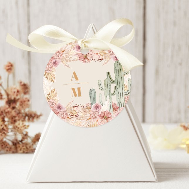 Adesivo Redondo Boho Desert Cactus Wedding (Criador carregado)