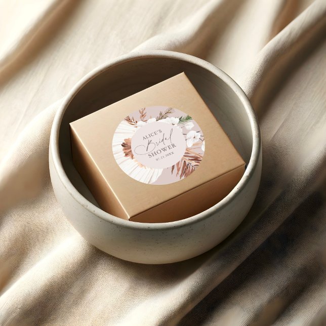 Adesivo Redondo Boho Dried Palm Sai Da Praça De Casamento (Criador carregado)