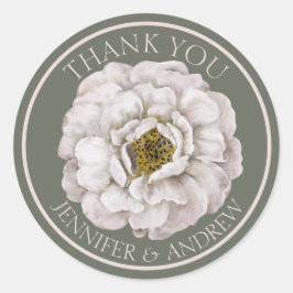 Adesivo Redondo Boho Ecru Watercolor Floral Weding Favor