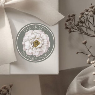 Adesivo Redondo Boho Ecru Watercolor Floral Weding Favor