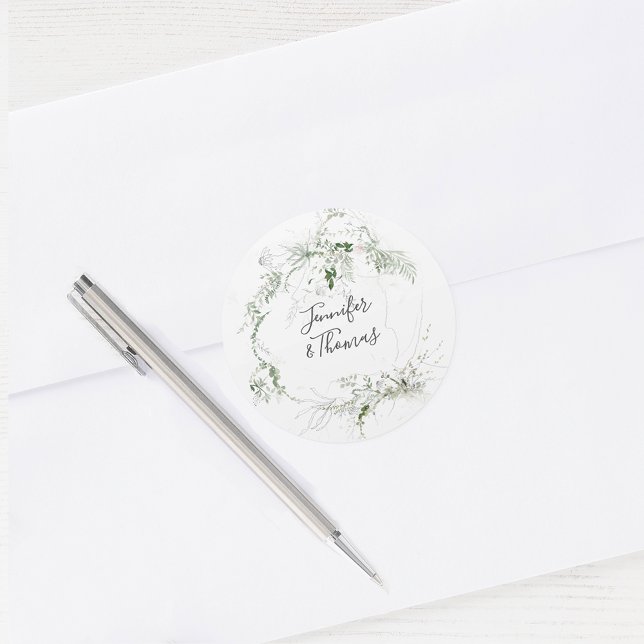 Adesivo Redondo Boho Eetal Jardim Verde Casamento Botânico (Criador carregado)