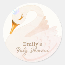 Adesivo Redondo Boho Elegant Princess Swan Chá de fraldas