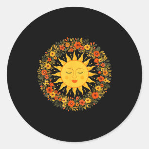 Adesivo Redondo Boho Espiritual Sol Fofo Boêmio Celestial Hippie