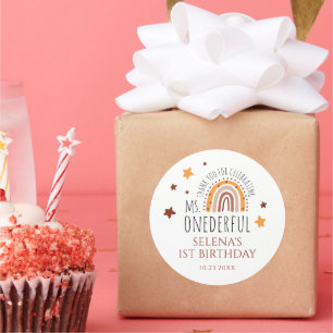 Adesivo Redondo Boho First Birthday Girl