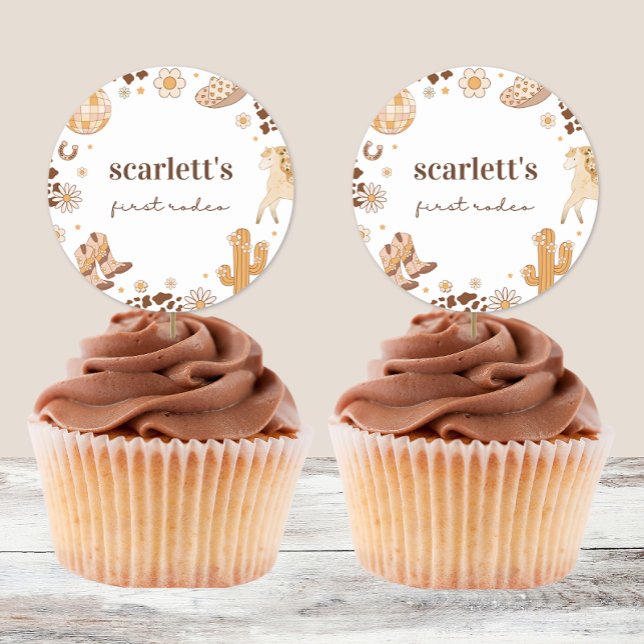 Adesivo Redondo Boho First Rodeo Cowgirl Apontadores (Criador carregado)