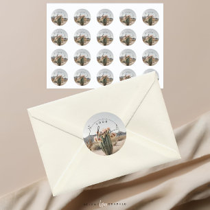 Adesivo Redondo Boho   Flor Cactus   Estética