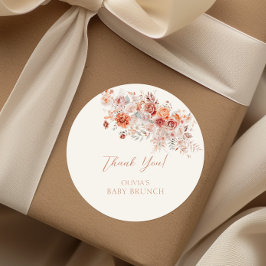 Adesivo Redondo Boho Floral Baby Brunch