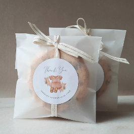 Adesivo Redondo Boho Floral Baby Girl Chá Obrigado