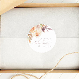 Adesivo Redondo Boho Floral Burnt Orange Chá de fraldas