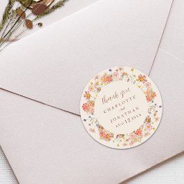 Adesivo Redondo Boho Floral Casamento de Outono Agradecimento