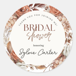 Adesivo Redondo Boho Floral Chá de panela Obrigado