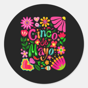 Adesivo Redondo Boho Floral Cinco De Mayo Mexicano Para Homens E M