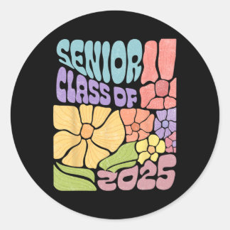 Adesivo Redondo Boho Floral Cl De 2025 Senior 2025 Graduado 25 De