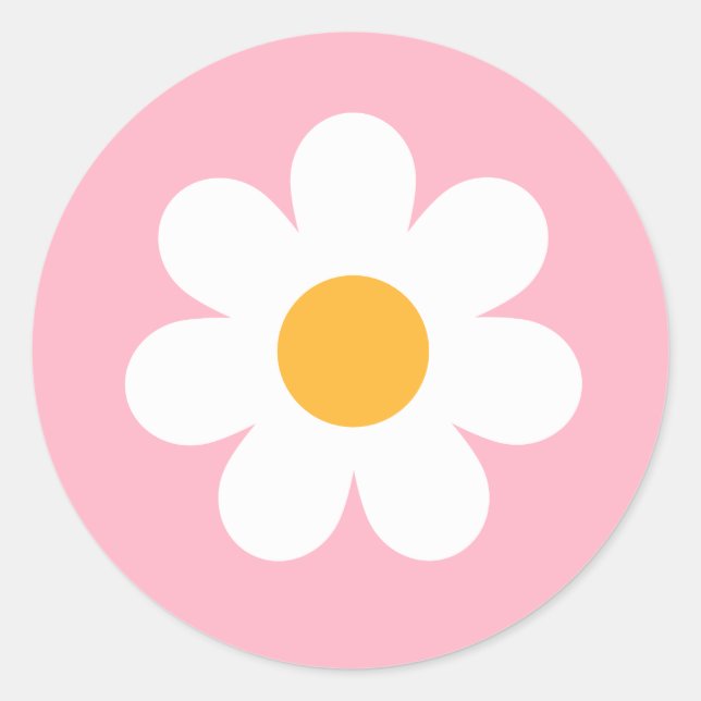 Adesivo Redondo Boho Floral Daisy Groovy Festas de aniversário Fav (Frente)