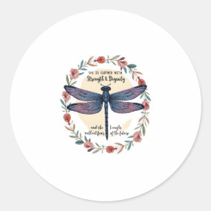 Adesivo Redondo Boho Floral Dragonfly Ela Está Fechada Com Força