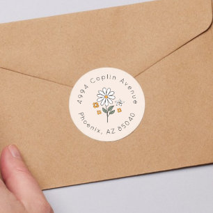 Adesivo Redondo Boho Floral Earth Chá de panela Address