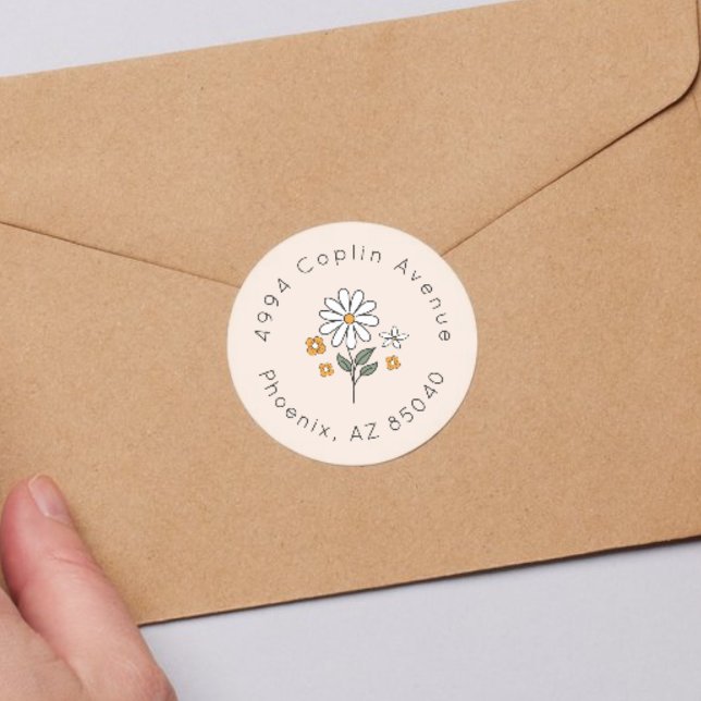 Adesivo Redondo Boho Floral Earth Chá de panela Address (Criador carregado)