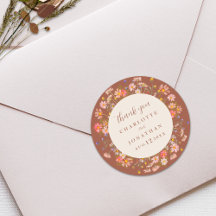 Boho Floral Fall Burnt Orange Weding Obrigado