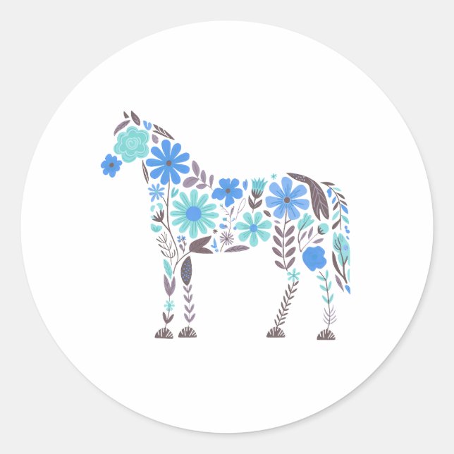 Adesivo Redondo Boho Floral Horse (Frente)