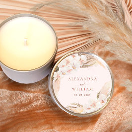 Adesivo Redondo Boho Floral Pampas Grass Fall Casamento Russo