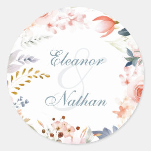 Adesivo Redondo Boho Floral Primavera Summer Wedding