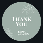 Adesivo Redondo Boho Floral Sage Green Wedding Round Sticker<br><div class="desc">Boho Floral Round Sticker is characterized by a boho style with floral artwork and sage green colors.
Printed on high-quality cardstock,  they will surely impress your guests and set the tone for your special day. 
Check out our collection: https://www.zazzle.com/collections/floral_sage_green_wedding-119898373740526358</div>