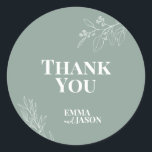 Adesivo Redondo Boho Floral Sage Green Wedding Round Sticker<br><div class="desc">Boho Floral Round Sticker is characterized by a boho style with floral artwork and sage green colors.
Printed on high-quality cardstock,  they will surely impress your guests and set the tone for your special day. 
Check out our collection: https://www.zazzle.com/collections/floral_sage_green_wedding-119898373740526358</div>