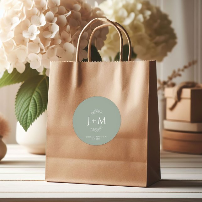 Adesivo Redondo Boho Floral Sage Green Wedker (Criador carregado)