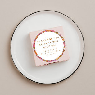 Adesivo Redondo Boho Floral Terroso Chuveiro de Noiva Agradeciment