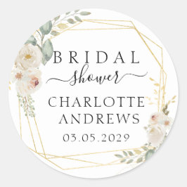 Adesivo Redondo Boho Flower Chá de Noiva  