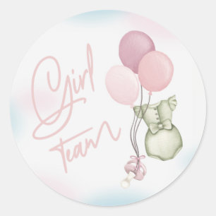 Adesivo Redondo Boho Gender Reveer Stickers Team Girl
