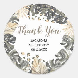 Adesivo Redondo Boho Green Sage Wild One Obrigado Sticker