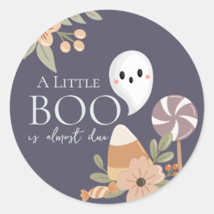 Adesivo Redondo Boho Halloween Chá de fraldas Little Boo - Fantasm