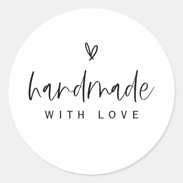 Adesivo Redondo Boho Heart Handmade With Love Minimal Sticker E100 (Frente)