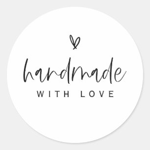 Adesivo Redondo Boho Heart Handmade With Love Minimal Sticker E100