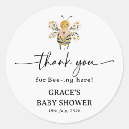 Adesivo Redondo Boho HoneyBee Baby Shower Thank You