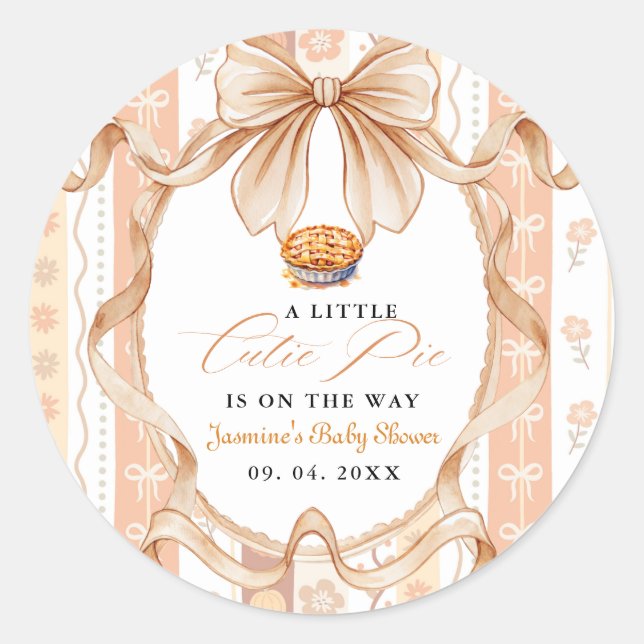 Adesivo Redondo Boho Little Cutie Pie Thanksgiving Baby Shower (Frente)