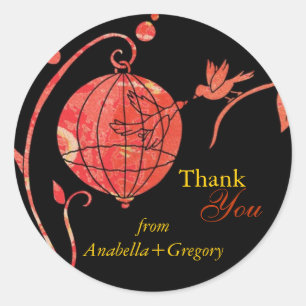 Adesivo Redondo Boho Love Birds Casamento Obrigado