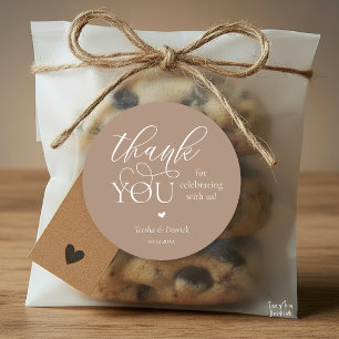 Adesivo Redondo Boho Moderno Casamento Bonito Coração Obrigado Pre