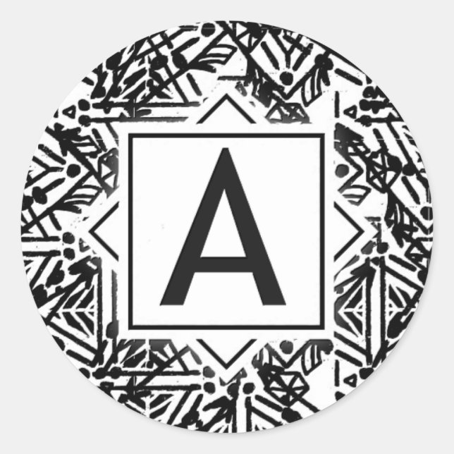 Adesivo Redondo Boho Monograma 'A' (Frente)