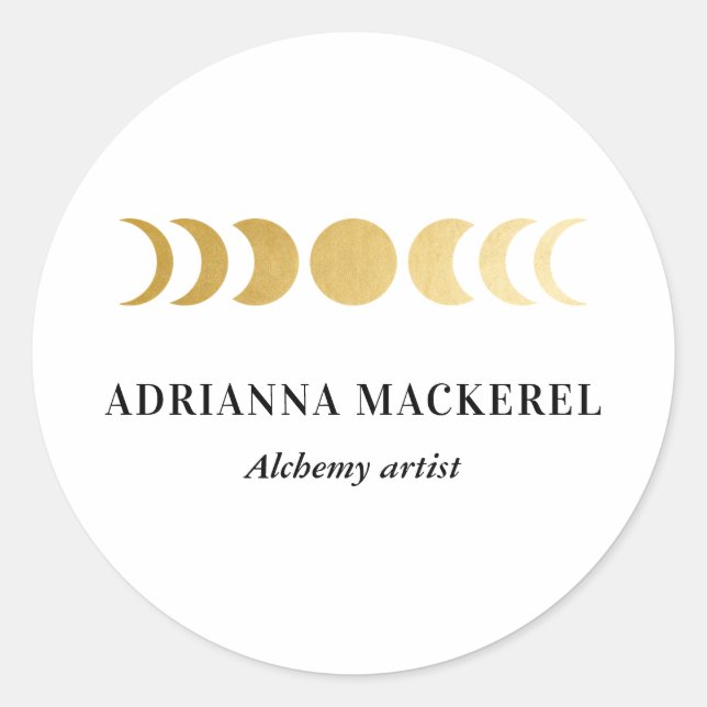 Adesivo Redondo Boho Moon Phase Faux Gold Foil Stic Quadrada Moder (Frente)