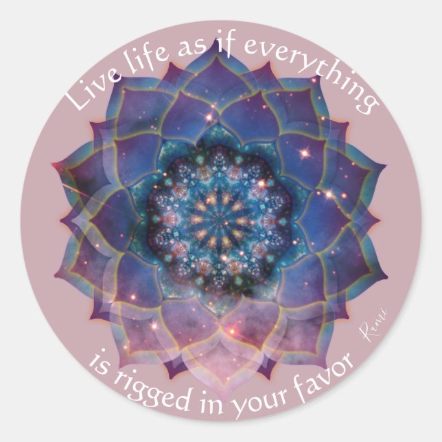 Adesivo Redondo Boho Nebula Bloom | Desenho de Mandala (Frente)