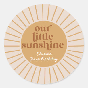 Adesivo Redondo Boho Nossa Pequena Sunshine Aniversário